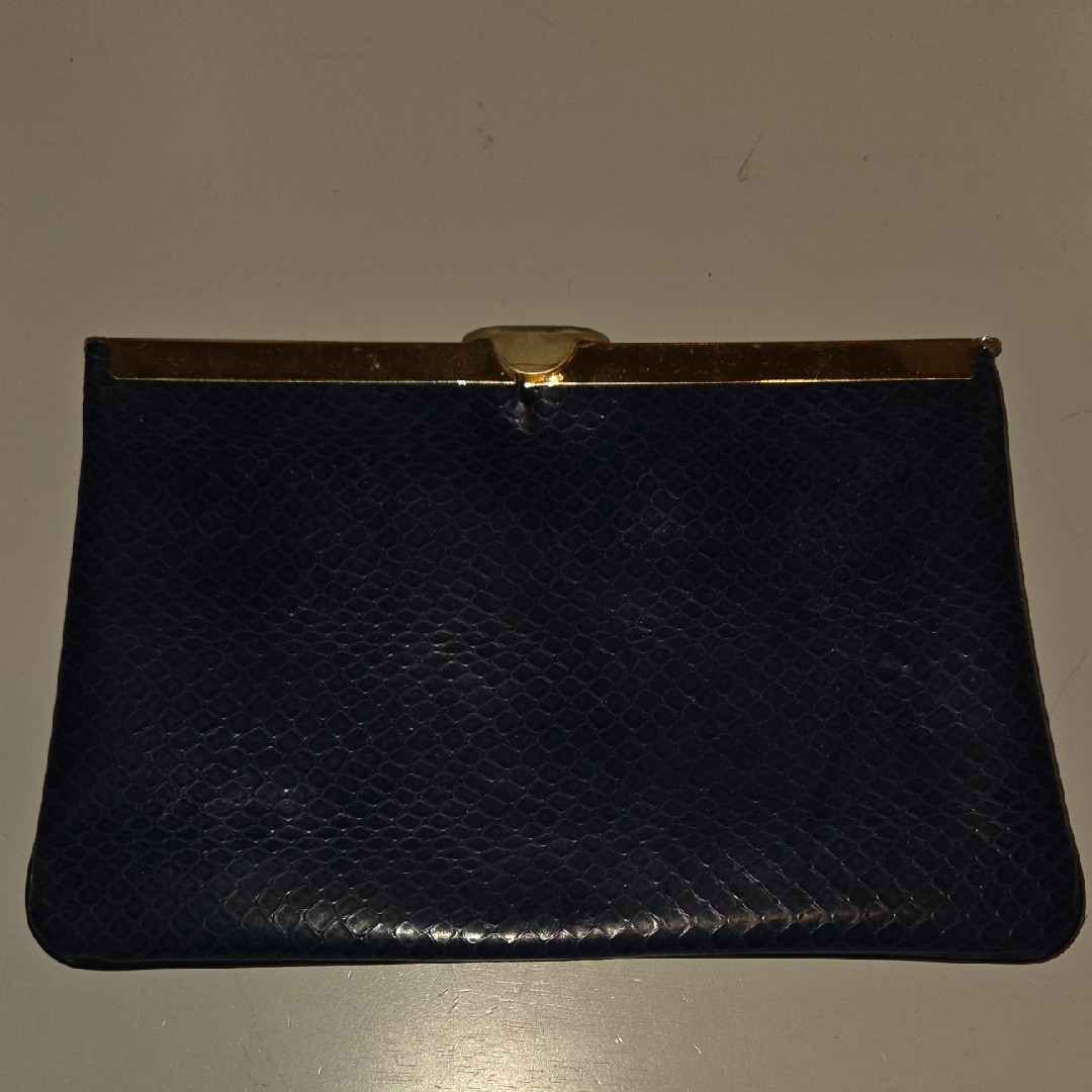 Vintage Etra Genuine Leather Envelope Clutch Faux Reptile Pattern
